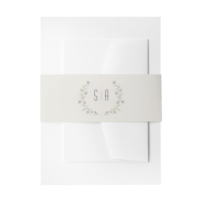 Elegant garden floral rustic wedding monogram invitation belly band (Front Example)