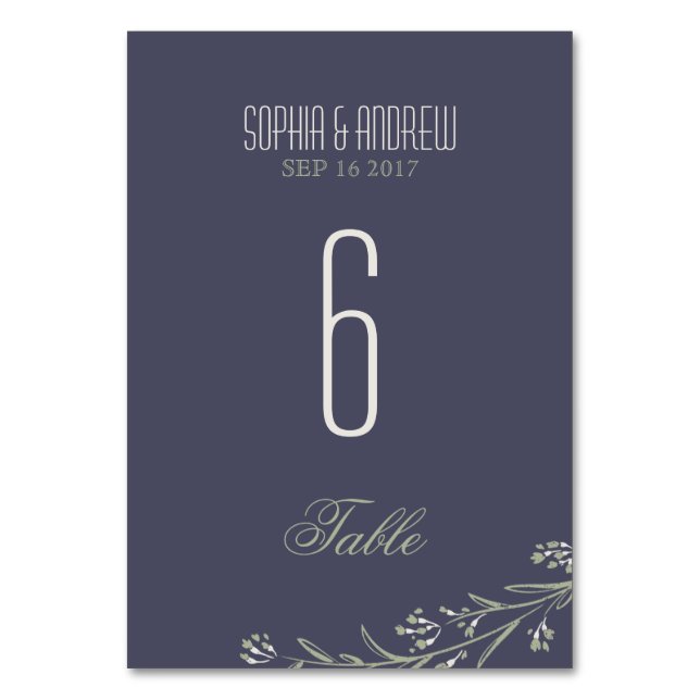 Elegant garden floral rustic wedding table number (Front)