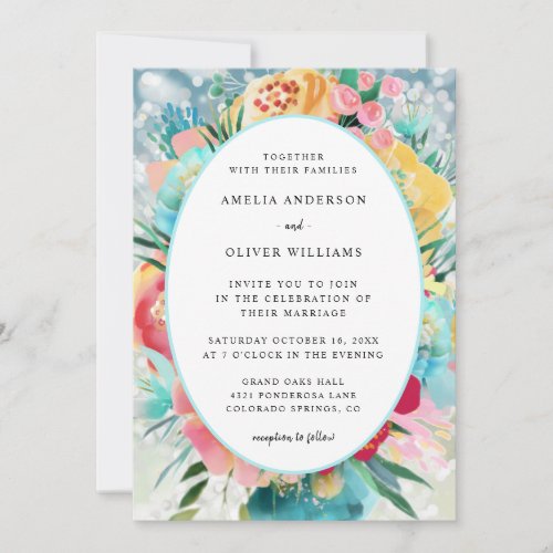Elegant Garden Floral Shimmer Wedding Invitation