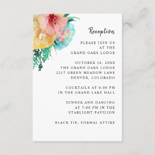 Elegant Garden Floral Wedding Reception Enclosure Card