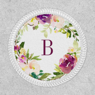 Elegant Garden Floral Wreath Monogram Patch