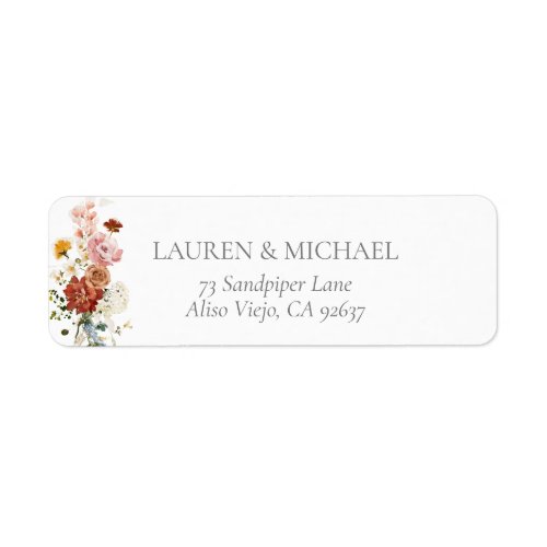 Elegant Garden Flower Bridal Shower Return Address Label