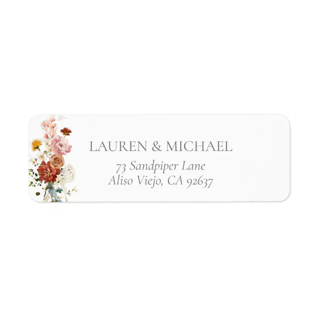 Elegant Garden Flower Bridal Shower Return Address Label | Zazzle