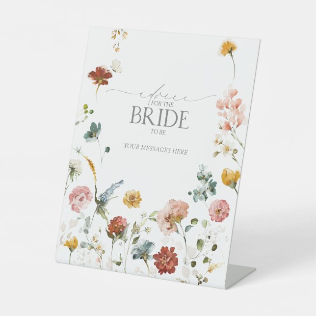 Elegant Garden Flowers Advice To The Bride Pedestal Sign (Front)
