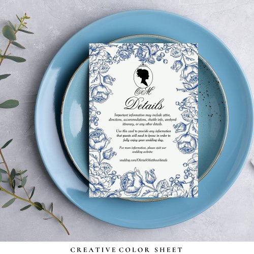 Elegant Garden Flowers Boho Bridgerton Wedding  Enclosure Card