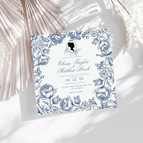 Elegant Garden Flowers Boho Bridgerton Wedding  Invitation