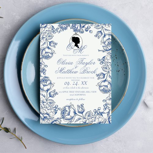 Elegant Garden Flowers Boho Bridgerton Wedding  Invitation