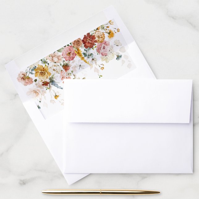 Elegant Garden Flowers Bridal Shower Envelope Liner (Desk)