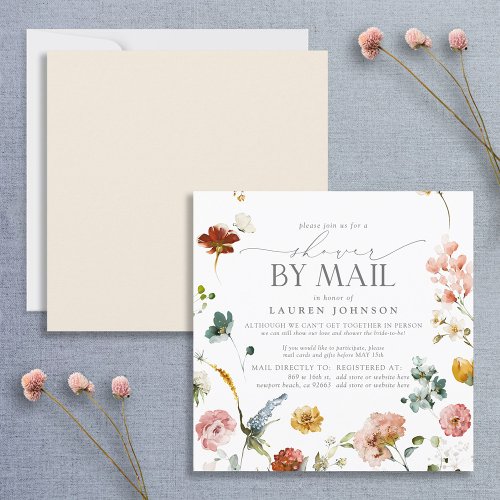 Elegant Garden Flowers Bridal Shower Mail Invitation