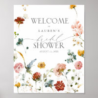 Elegant Garden Flowers Bridal Shower Welcome Poste