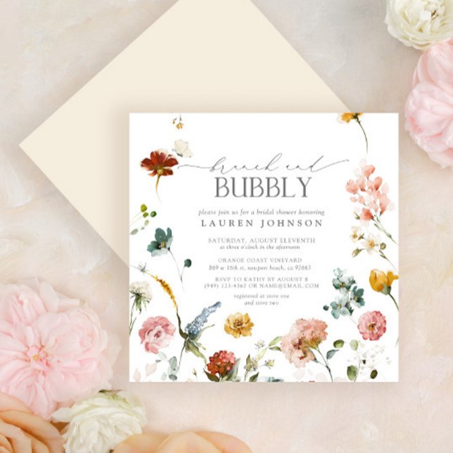 Elegant Garden Flowers Brunch & Bubbly Shower Invitation (Creator Uploaded)