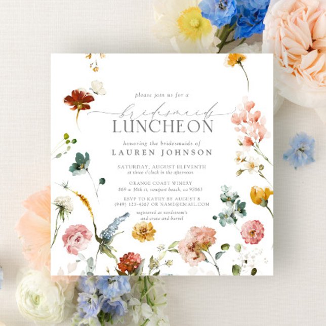 Elegant Garden Flowers Watercolor Bridal Luncheon Invitation (Creator Uploaded)