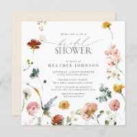 Elegant Garden Flowers Watercolor Bridal Shower Invitation