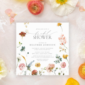 Elegant Garden Flowers Watercolor Bridal Shower Invitation by elegant_invites_ at Zazzle