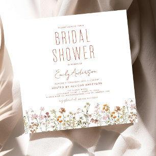 Elegant Garden Flowers Watercolor Bridal Shower Invitation