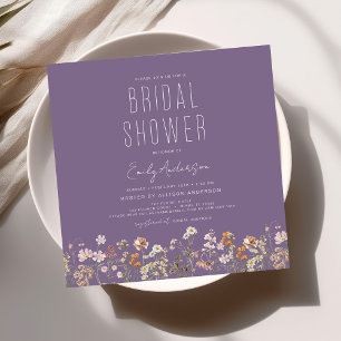Elegant Garden Flowers Watercolor Bridal Shower Invitation