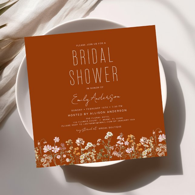 Elegant Garden Flowers Watercolor Bridal Shower Invitation (Creator Uploaded)