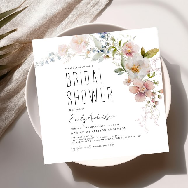Elegant Garden Flowers Watercolor Bridal Shower Invitation (Creator Uploaded)