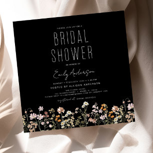 Elegant Garden Flowers Watercolor Bridal Shower Invitation