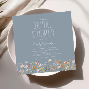 Elegant Garden Flowers Watercolor Bridal Shower Invitation