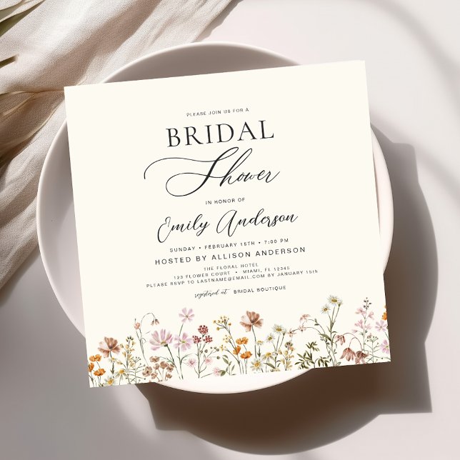 Elegant Garden Flowers Watercolor Bridal Shower Invitation (Creator Uploaded)