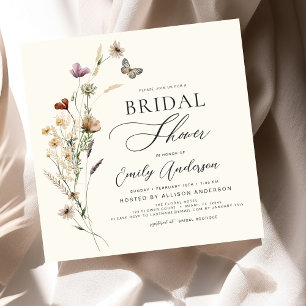 Elegant Garden Flowers Watercolor Bridal Shower Invitation
