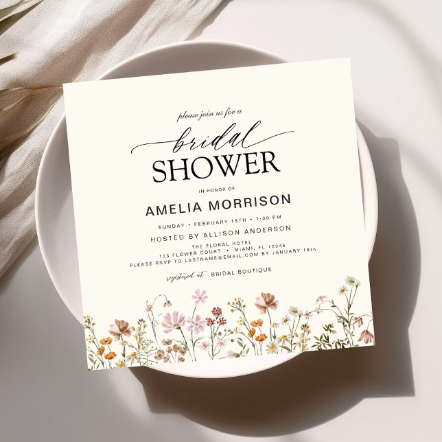 Elegant Garden Flowers Watercolor Bridal Shower Invitation (Creator Uploaded)