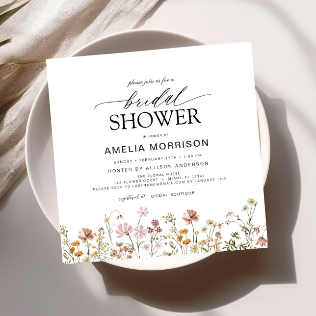 Elegant Garden Flowers Watercolor Bridal Shower Invitation (Creator Uploaded)