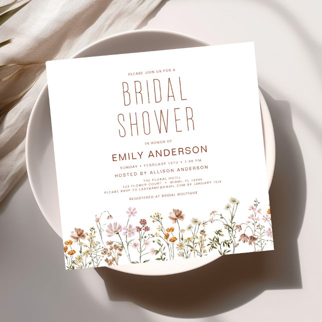 Elegant Garden Flowers Watercolor Bridal Shower Invitation (Creator Uploaded)