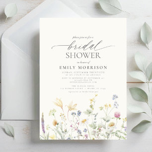 Elegant Garden Flowers Watercolor Bridal Shower Invitation