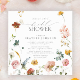 Elegant Garden Flowers Watercolor Bridal Shower Invitation