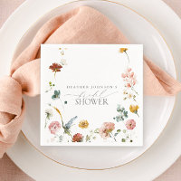 Elegant Garden Flowers Watercolor Bridal Shower Napkins