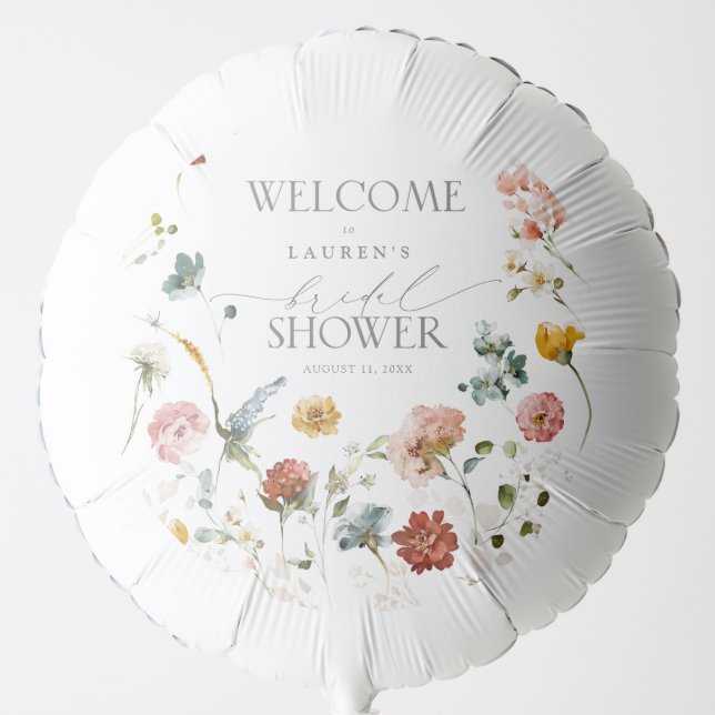 Elegant Garden Flowers Watercolor Shower Welcome Balloon (Front)
