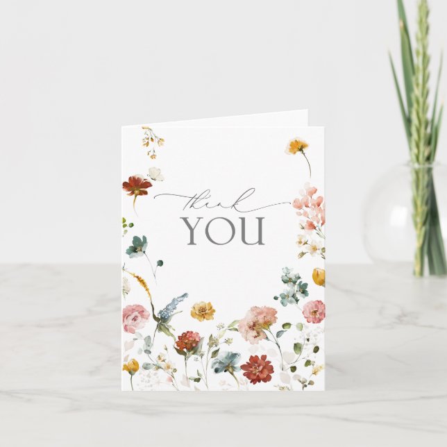 Elegant Garden Flowers Watercolor Thank You (Front)