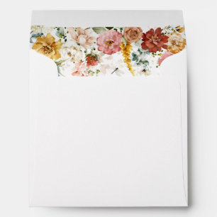 Elegant Garden Flowers Watercolor Wedding Square Envelope