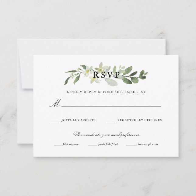 Elegant Garden Greenery Eucalyptus Wedding Rsvp (Front)