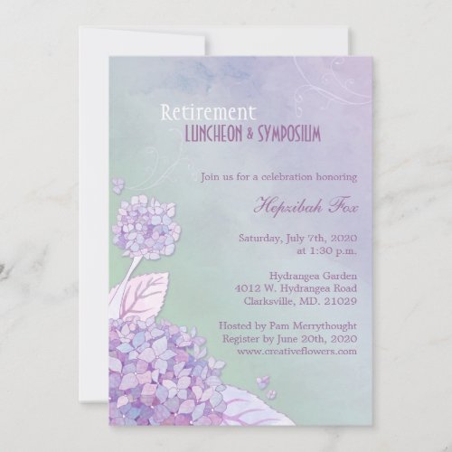 Elegant Garden Hydrangeas Retirement Party Invitation