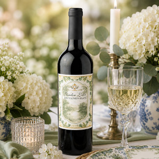 Elegant Garden Lakeside Estate Floral Wine Label