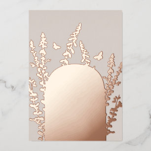 Elegant Garden Leaves and Butterflies Wedding     Foil Invitation