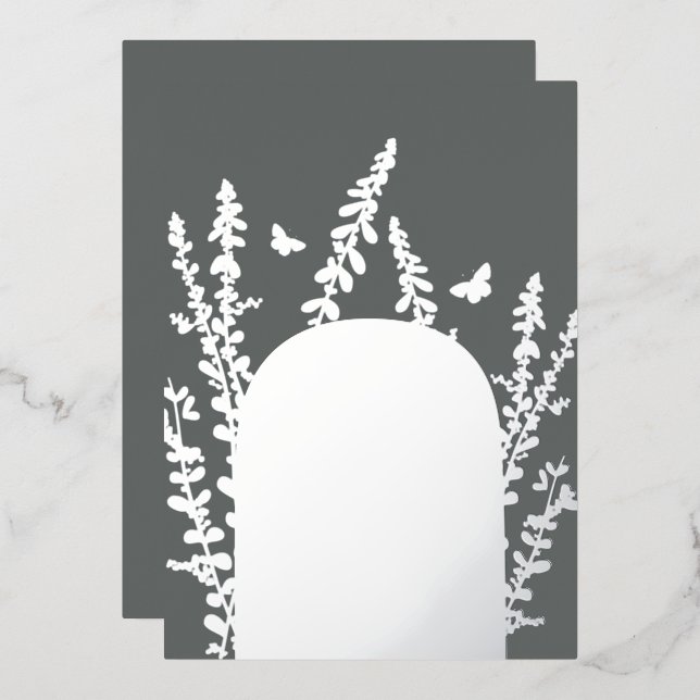Elegant Garden Leaves and Butterflies Wedding    Foil Invitation (Front/Back)