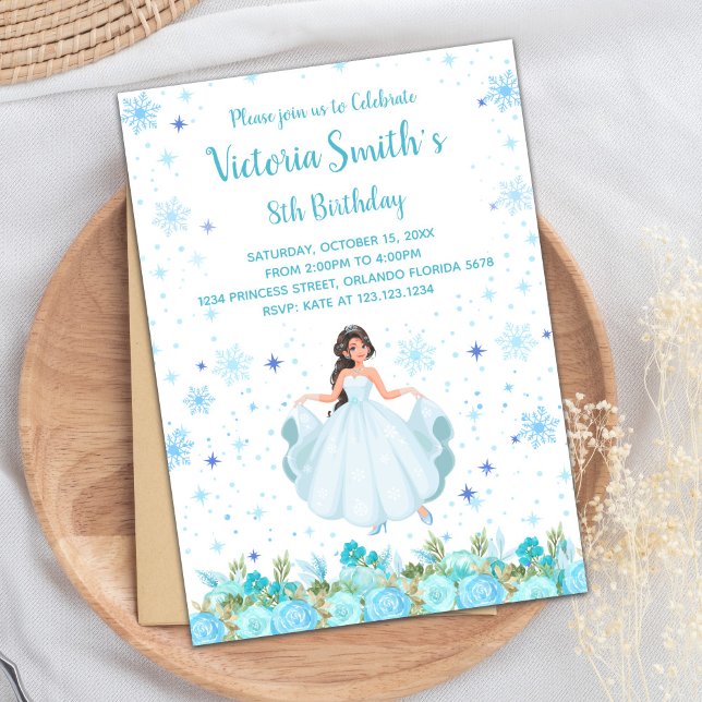 Elegant Garden Party Card for Girls (Green Floral Princess Birthday Invitations)