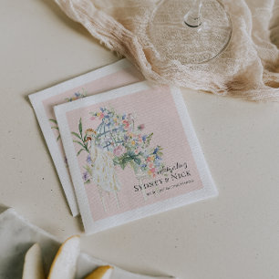 Elegant Garden Peacock Floral Wedding Napkins