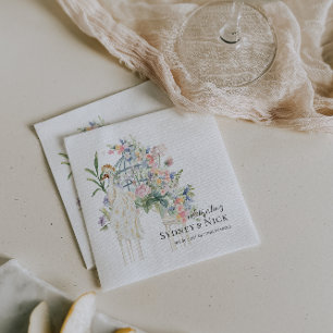 Elegant Garden Peacock Floral Wedding Napkins