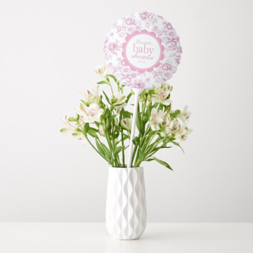 Elegant Garden Pink Chinoiserie Baby Shower Balloon