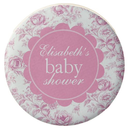 Elegant Garden Pink Chinoiserie Baby Shower Chocolate Covered Oreo