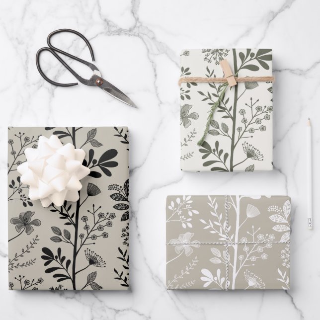 Elegant Garden Reverie Floral Wrapping Paper Sheets (Front)