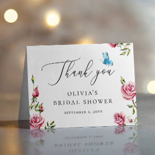 Elegant Garden Tea Bridal Shower   Delicate Floral Letterpress Thank You Card