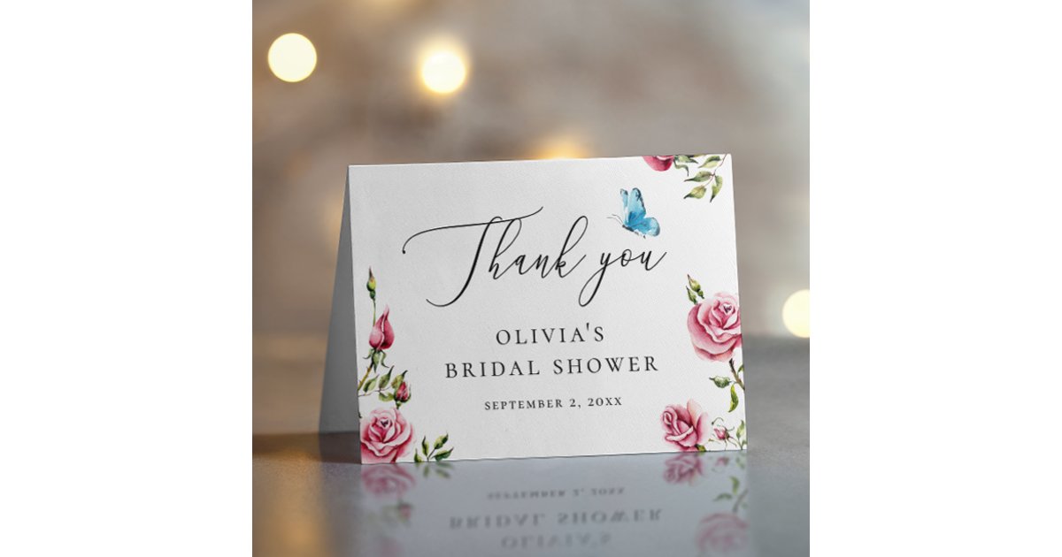 Elegant Garden Tea Bridal Shower | Delicate Floral Thank You Card | Zazzle