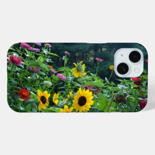 Elegant Garden View daisies cosmos sunflowers iPhone 15 Case