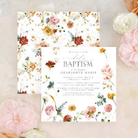 Elegant Garden Watercolor Floral Girl Baptism Invi